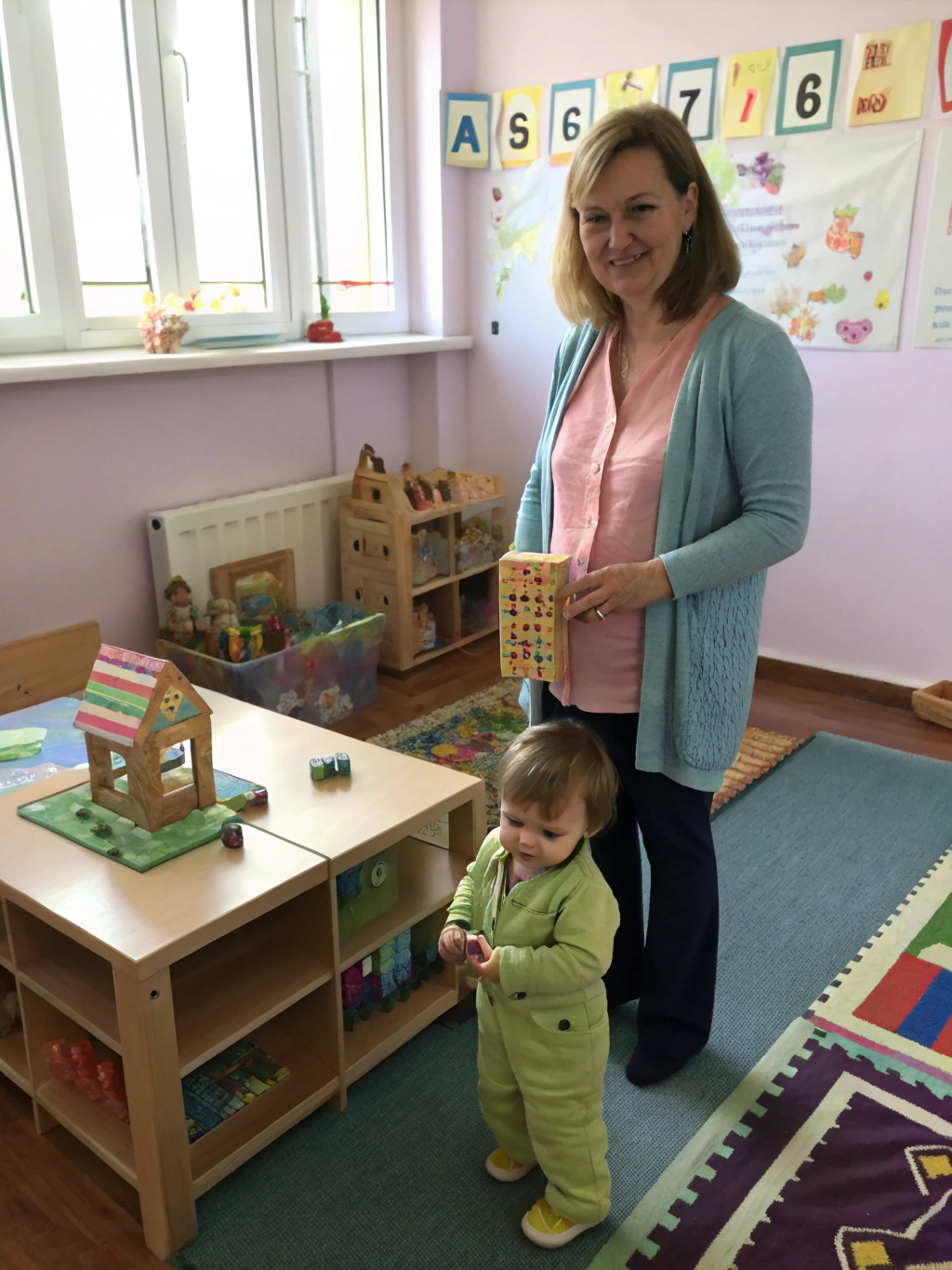 Cathie and Mimi in the original classroom setting, 2005