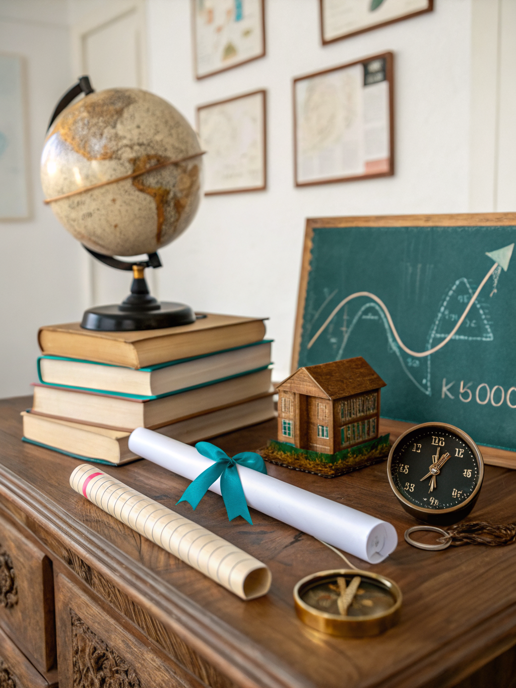 Montessori enrollment forms on a wooden desk