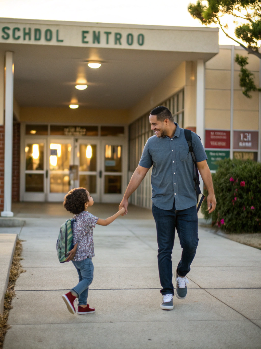 Parent and child touring the Montessori classroom